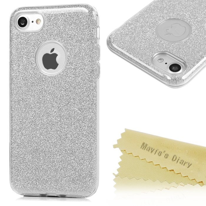 iPhone 7 Case (4.7 inch) - 3 in 1 High Protection Shockproof Soft TPU Rubber Outer Case + Shiny Sparkling PVC... N30