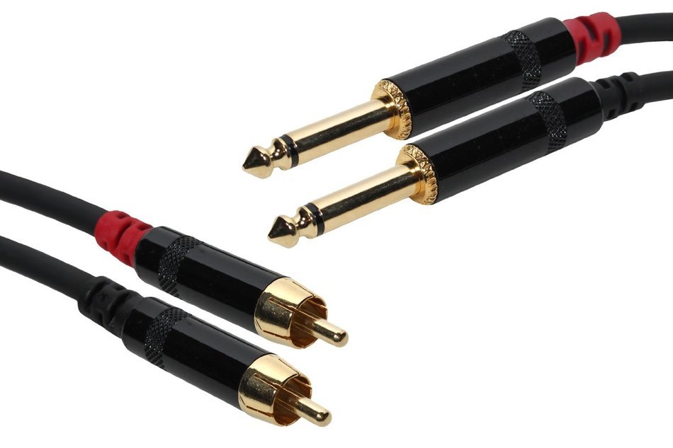 Elite Core SuperFlex Gold SFP-215RQ Dual RCA to 1/4-Inch TS Patch cable, 15-Feet