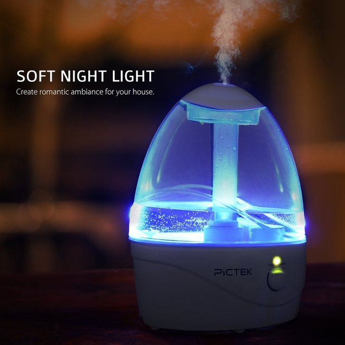 Pictek Cool Mist Ultrasonic Humidifier, 2.6Liter Whole House Humidifiers , Germproof Water Tank, Upto 24Hours... N3