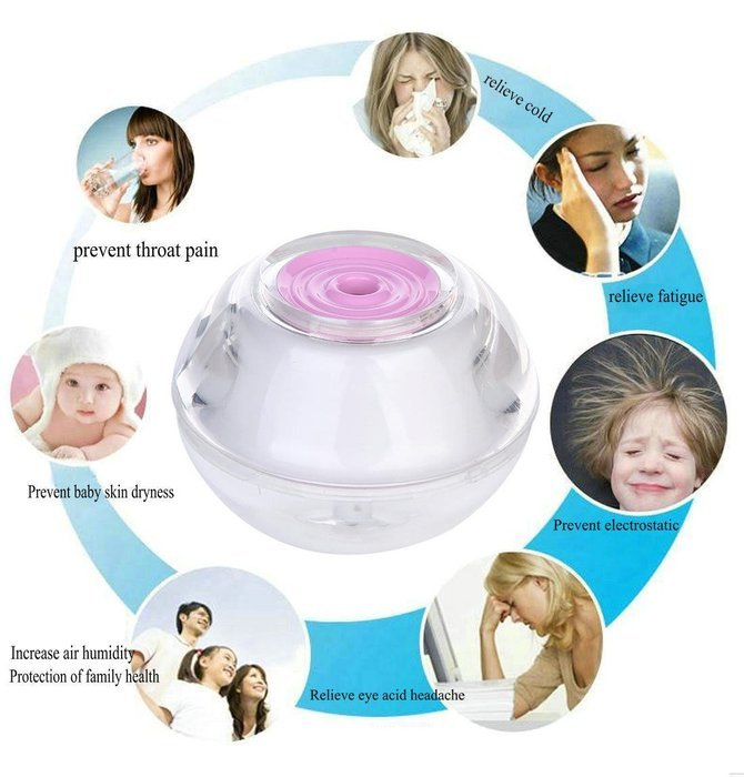 GetMine USB Bright Color Mini Mist Humidifier Air Purifier, Pink