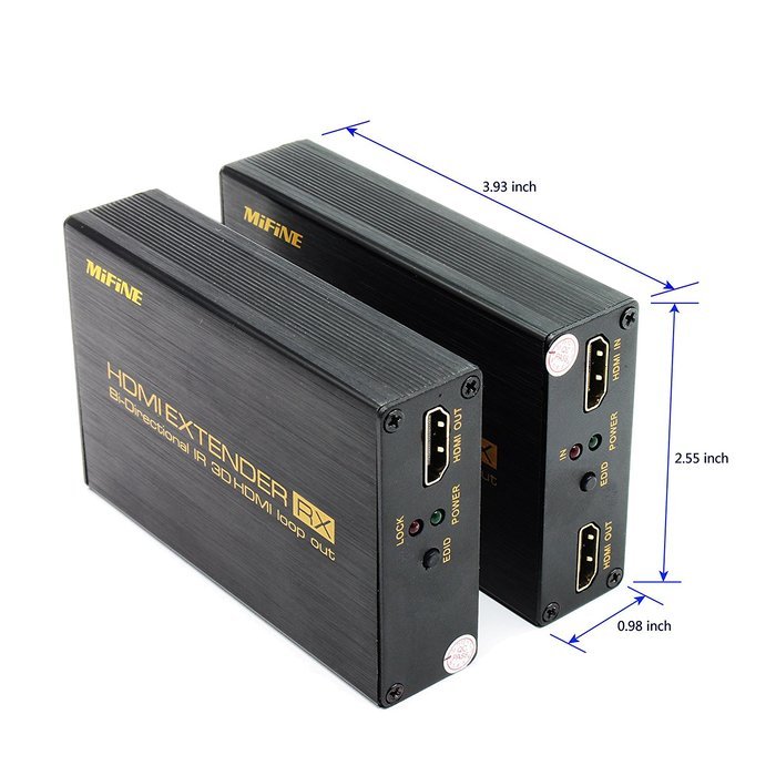 Mifine HDMI Extender Over Single Cat5e/Cat6 UTP Cable up to 60m/200ft with Dual IR Control,Supports HD 1080P EDID 3D N5