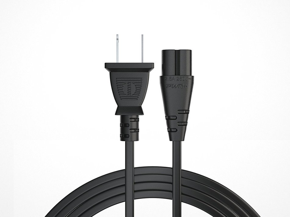 [UL Listed] Pwr+ AC Cable Replacement Power Cord 2 Prong 6 Feet (Black) N11