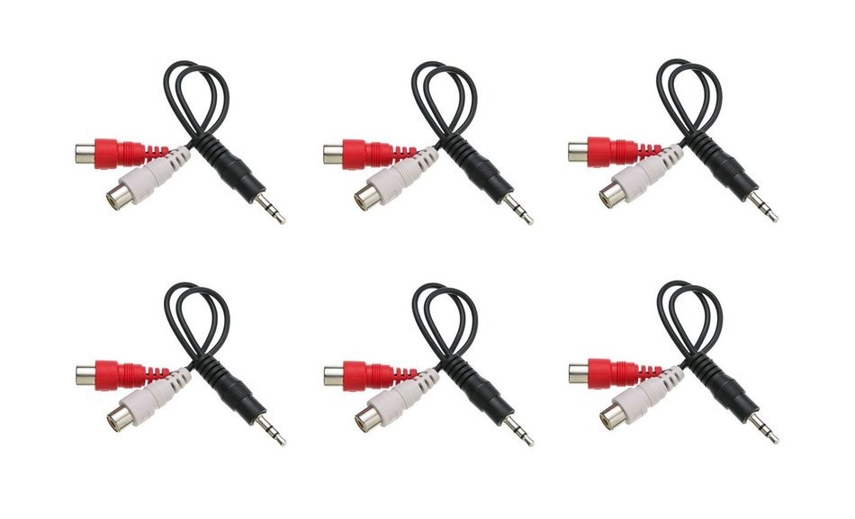 C&E CNE63417 2 x RCA Male, 1 x 3.5mm Stereo Female, Y-Cable 6-Inch Gold Plated Connector, 2-Pack N11