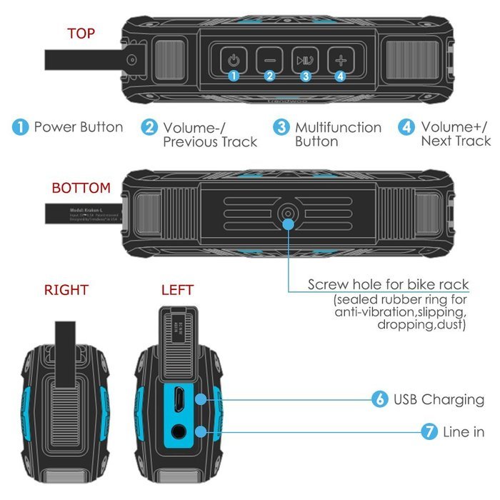 Bluetooth Speakers V 4.1 Portable Wireless Sound Box for Golf, Beach, Shower & Home: Water Resistant IPX5, 5W,... N4