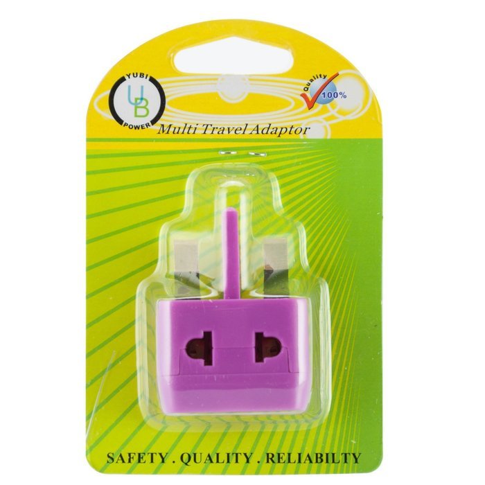 Yubi Power 2 in 1 Universal Travel Adapter with 2 Universal Outlets - Built in Surge Protector - Purple 2 Pack... N6