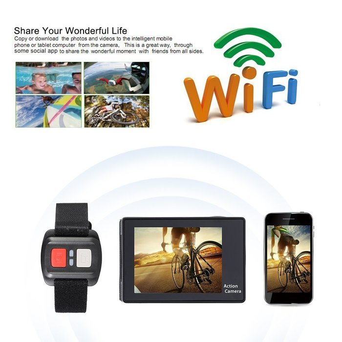 Andoer&reg; Sports Action Camera DV 2.0" LCD 4K(3840*2160) 15fps 1080P 60fps Full HD Wifi APP 30M Waterproof 12MP... N14