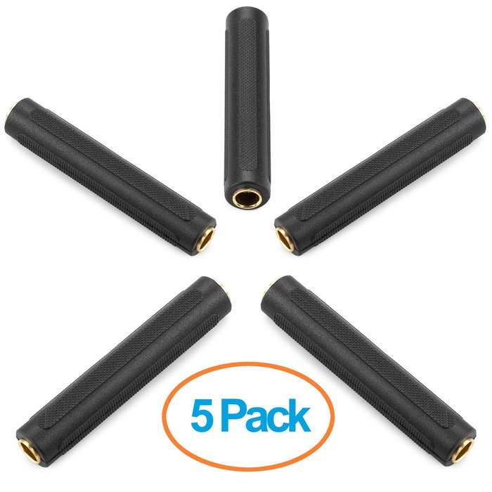 Aurum Cables 5-pack 6.35mm to 6.35mm Stereo Audio Coupler Adapter - Female to Female N7