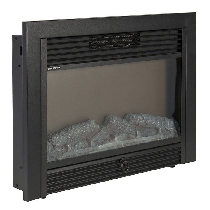 Modern Embedded Fireplace Electric Insert Heater Glass View Log Flame Remote Home - P1 N3