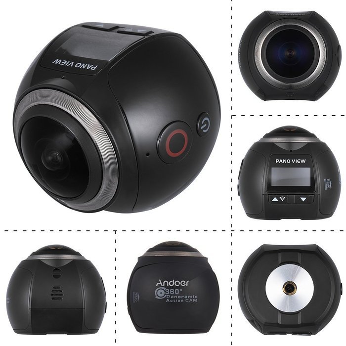 Andoer 360 Degree Wifi 2448P 30FPS 16M Fisheye Film Source Panorama Camera for Virtual Glasses VR Action Sports... N29