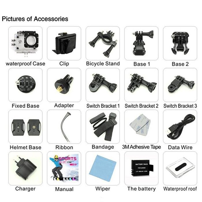 Boddenly Pro5000 14-megapixel HD Wifi 4k 170&deg; Wide Angle LensWaterproof 30 m Sports Action Camera Kit forHiking... N8