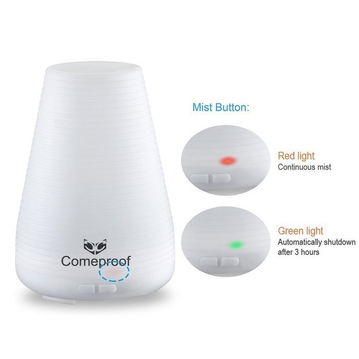Comeproof Oil Diffuser , Portable Cool Mist Humidifier Aromatherapy Ultrasonic 100ml with Adjustable LED Lights...