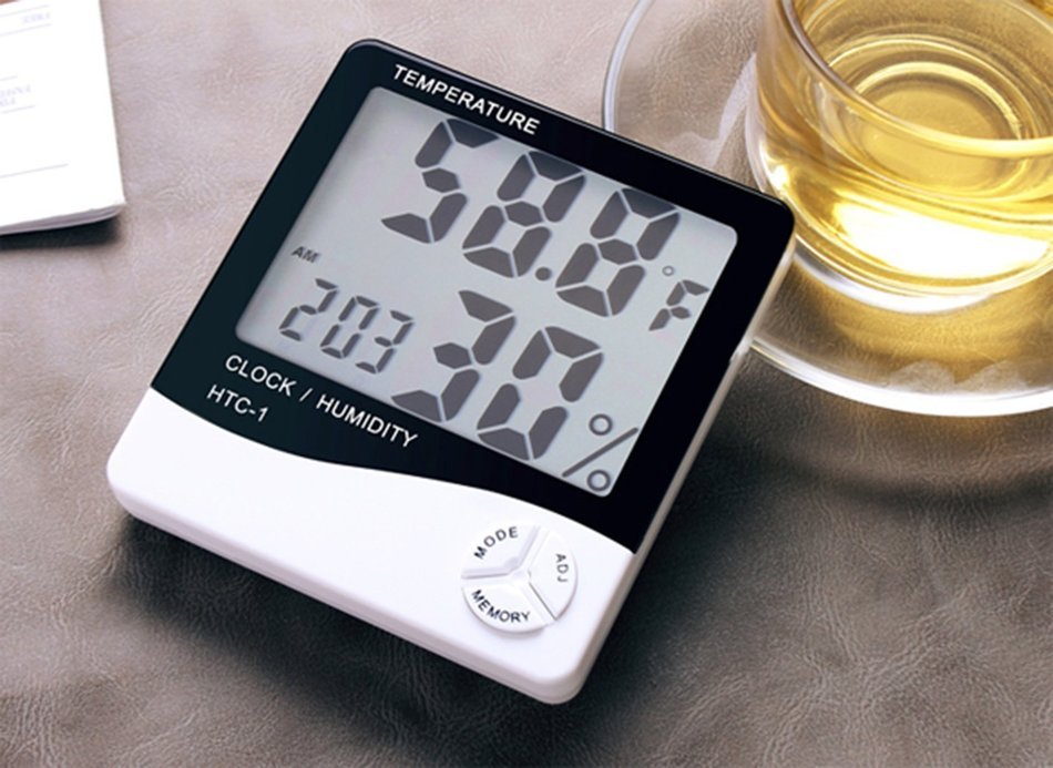 Digital LCD Thermometer Hygrometer Temperature Humidity Meter Gauge Clock Alarm N2