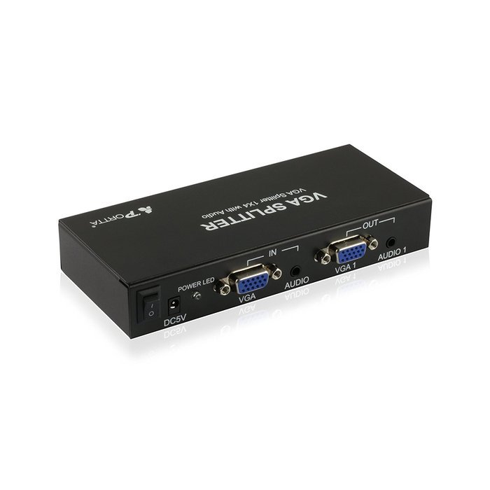 Portta PET0102V 2 Port 1x2 VGA Splitter with 3.5mm Stereo Audio support Bandwidth 500MHz 1080p N13