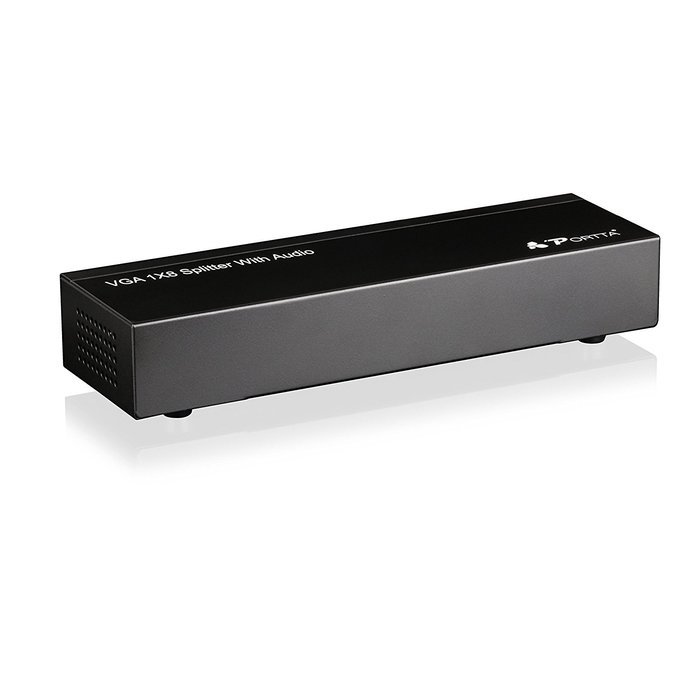 Portta PET0102V 2 Port 1x2 VGA Splitter with 3.5mm Stereo Audio support Bandwidth 500MHz 1080p N15