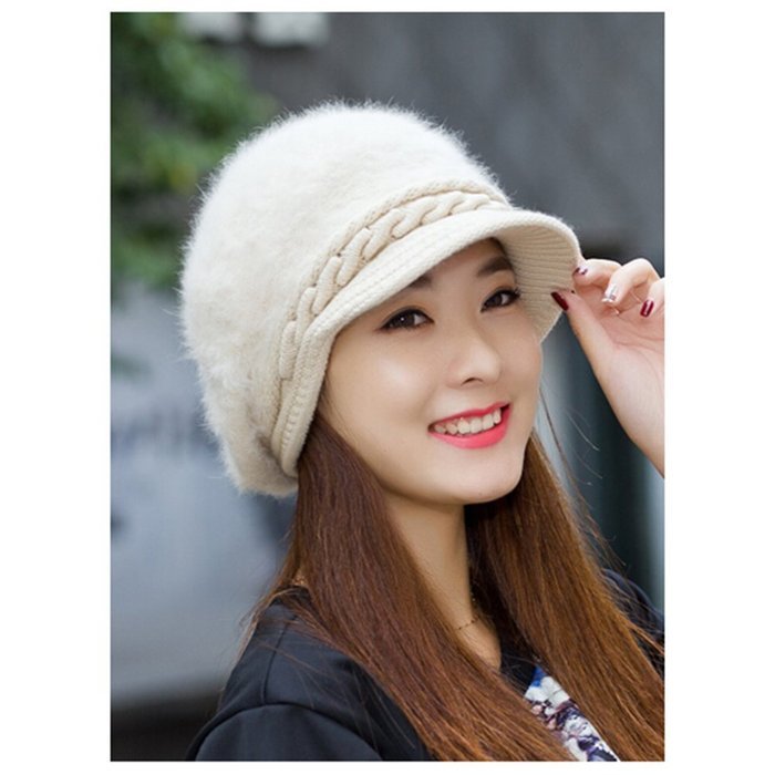 KAKA(TM) Women Girl Korean Stylish Peaked Cap Plush Winter Warm Hat