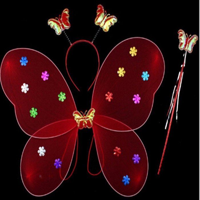 KAKA(TM) Angel Butterfly Fairy 4-pcs Set Children Cosplay Performance Show Costume Props - Blue