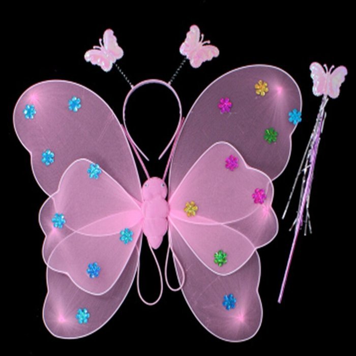 KAKA(TM) Angel Butterfly Fairy 4-pcs Set Children Cosplay Performance Show Costume Props - Blue N2