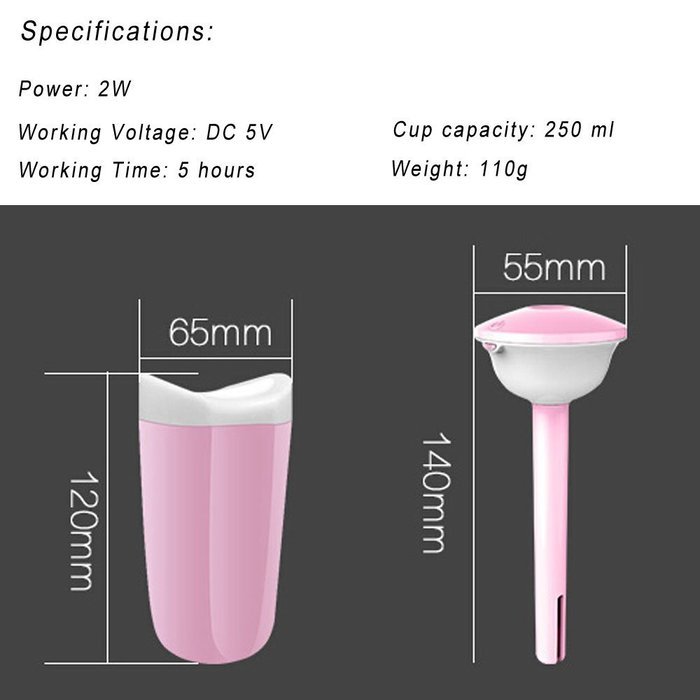 Eazzzy Portable Mini Car Air Humidifiers 250ML with Function Waterless Automatic Shut-Off, LED Lighting for Baby...