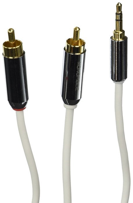 Monoprice 109301 10-Feet Stereo Male to RCA Stereo Male Gold Plated Cable for Mobile, White N4