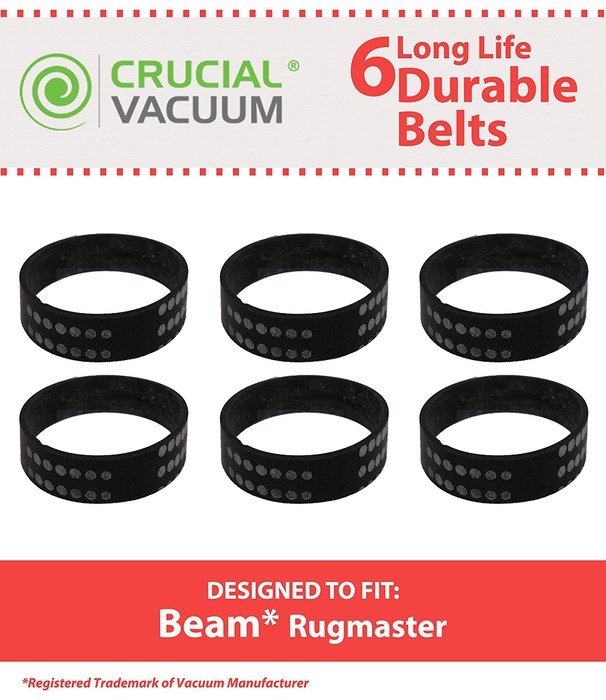 6 Durable Beam Rugmaster Belts, Fits Beam Rugmaster, Butler, Serenity, Advocate & Imperial Vacuums, Compare to... N2