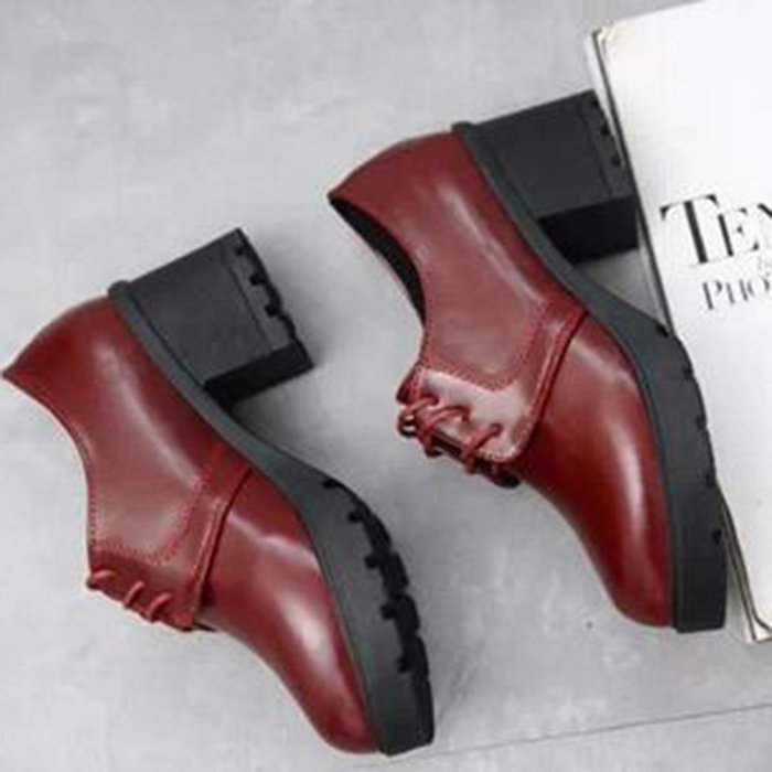 Spritech(TM) Fashion Non-slip Winter Chunky Heel British Style Ankle Boot Leather Boots for Girls Womens Wine...