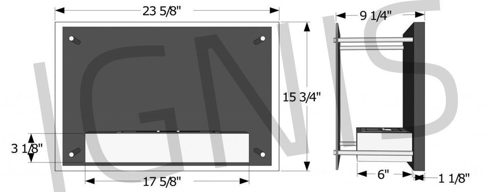 Ignis Senti Ventless Wall Mounted Bio Ethanol Fireplace N5