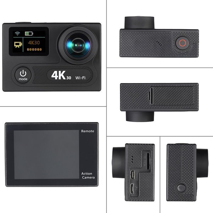 Ultra HD 4K Action Camera Wifi 1080P 12MP 2" Dual Screen LCD 360 Degree VR Camera 170 Degree Wide-angle Waterproof... N4