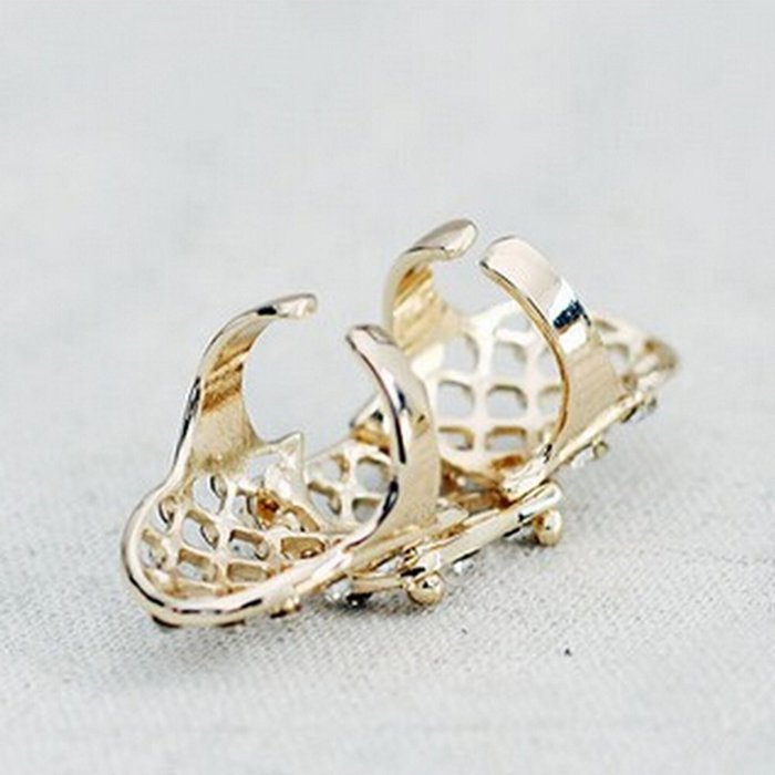 Spritech(TM) 2Pcs Fashion Personality Adjustable Size Hollow Punk Rings Bling Luxury Rhinestone Plain Above Knuckle...