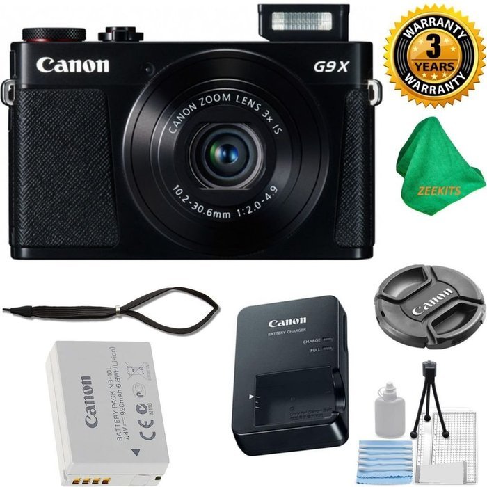 Canon PowerShot G9 X Digital Camera with 3x Optical Zoom, Built-in Wi-Fi and 3 inch LCD (Black) + 3 Year USA CPA...