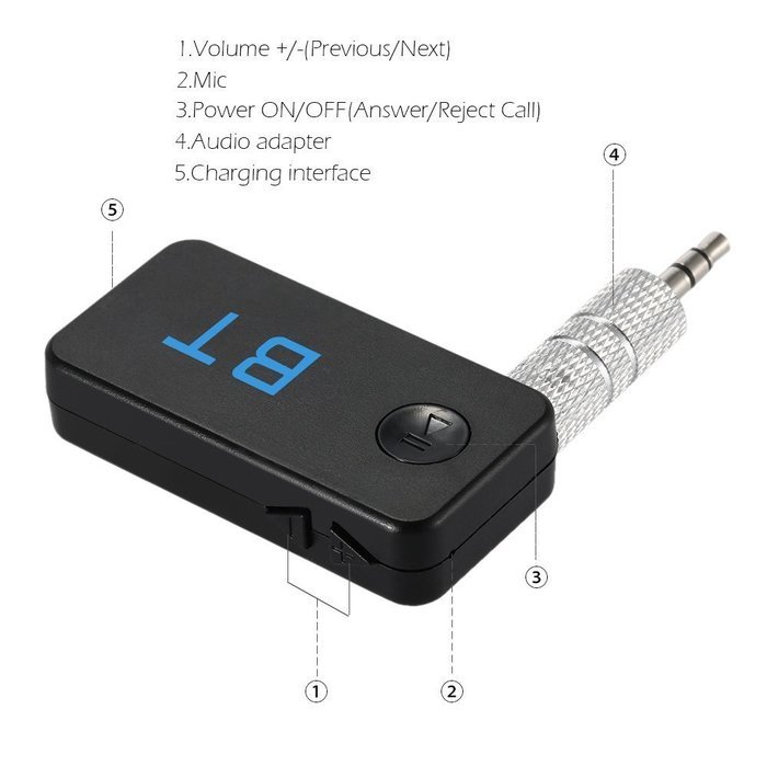 Docooler&reg; TS-BT35A18 Wireless Bluetooth Receiver Stereo Bluetooth 3.0 3.5mm AUX Hands-Free Bluetooth Car Kit for... N9