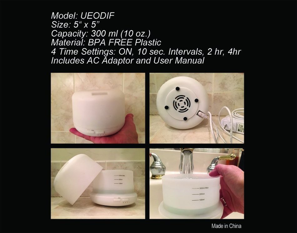LXS 300ml Aromatherapy Essential Oil Diffuser Ultrasonic Air Humidifier with 4 Timer Settings 7 LED Color Changing... N2