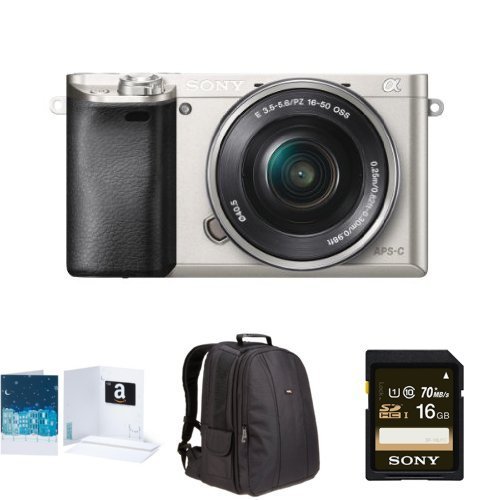 Sony Alpha a6000 Mirrorless Digital Camera with 16-50mm Power Zoom Lens (Silver) Holiday Bundle
