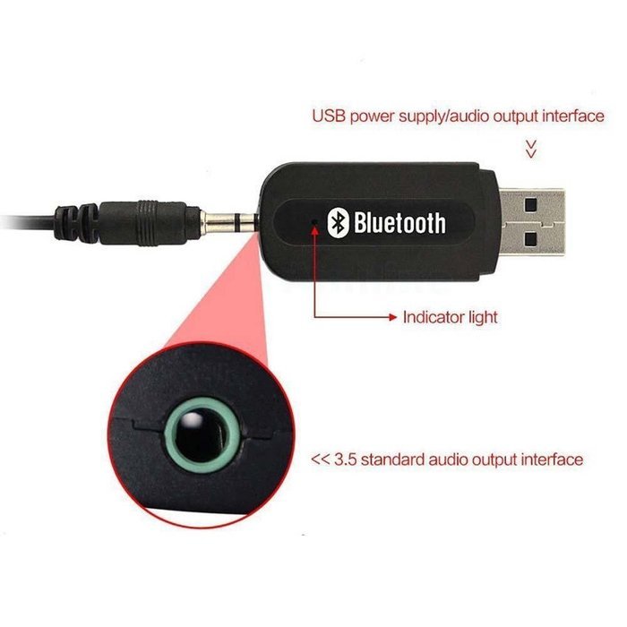 Chinatera 3.5mm Stereo Audio Music Speaker Receiver Adapter Dongle USB Bluetooth Wireless N13