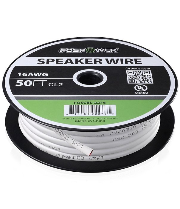 FosPower CL2 Rated 14AWG 2-Conductor In-Wall Speaker Wire (100 Feet) Oxygen-Free Pure Copper - UL Listed for In-Wall... N28
