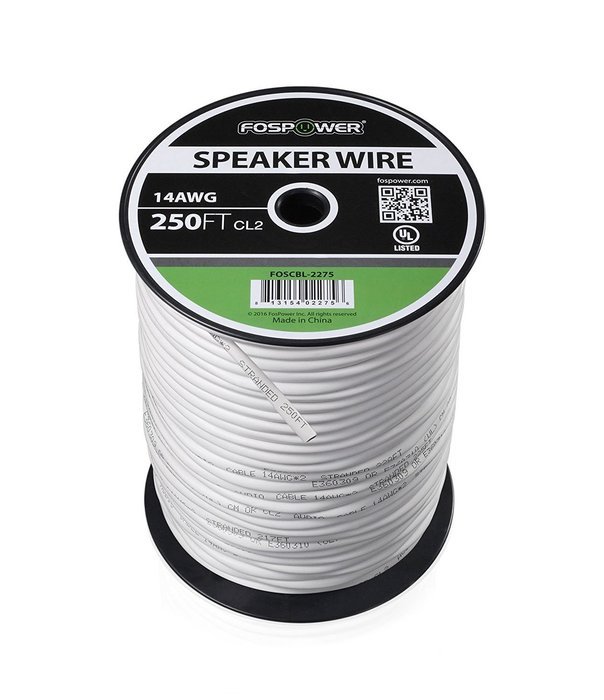 FosPower CL2 Rated 14AWG 2-Conductor In-Wall Speaker Wire (100 Feet) Oxygen-Free Pure Copper - UL Listed for In-Wall... N30