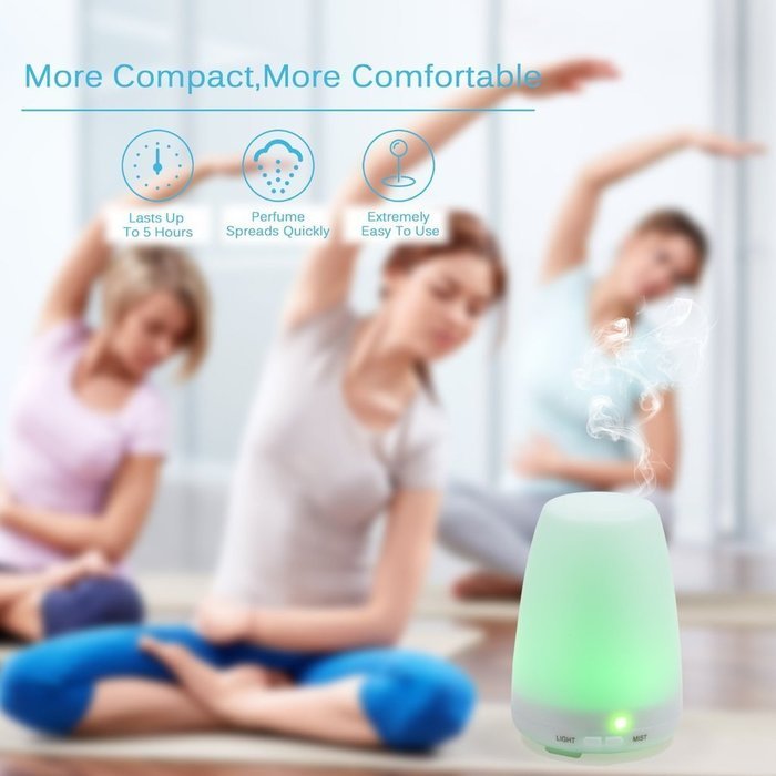 Humidifier 100ML Ultrasonic Cool Mist Aroma with changing Colored LED Lights, Waterless Auto Shut-off and Adjustable... N2
