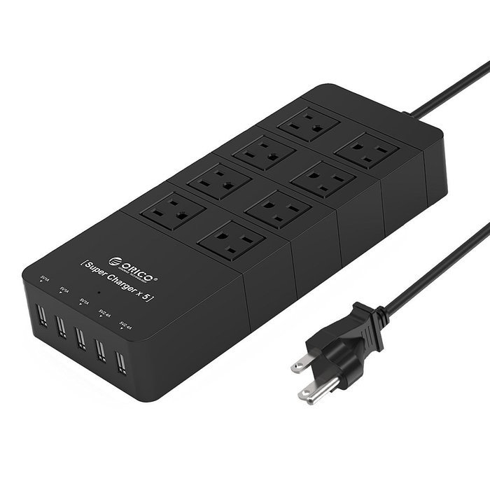 ORICO Home/office 6-Outlet Surge Protector Power Strip 5ft Power Cord with 5 Port 40W USB Charger,1700 Joule -... N23