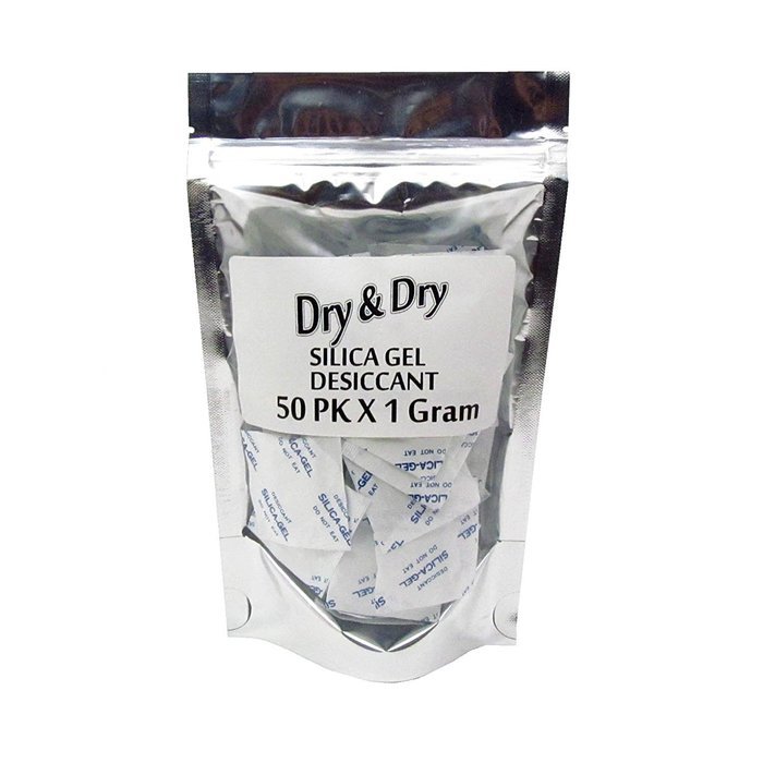 1 Gram Pack of 50 "Dry&Dry" Silica Gel Packets Desiccant Dehumidifiers