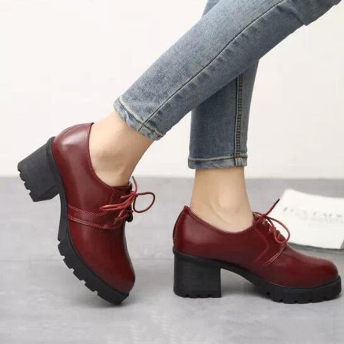 Spritech(TM) Fashion Non-slip Winter Chunky Heel British Style Ankle Boot Leather Boots for Girls Womens Wine... N5