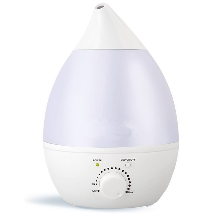 Magnet Ultrasonic Mist Humidifier with LED Light, Auto Shut-off, 1.3 L, White