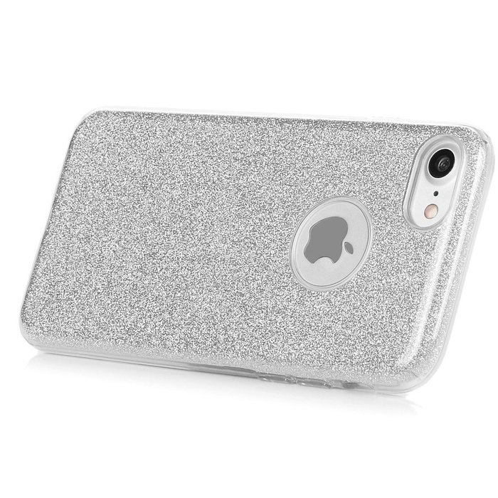 iPhone 7 Case (4.7 inch) - 3 in 1 High Protection Shockproof Soft TPU Rubber Outer Case + Shiny Sparkling PVC... N46
