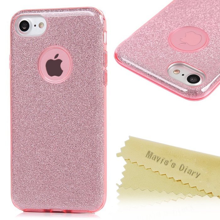 iPhone 7 Case (4.7 inch) - 3 in 1 High Protection Shockproof Soft TPU Rubber Outer Case + Shiny Sparkling PVC... N51