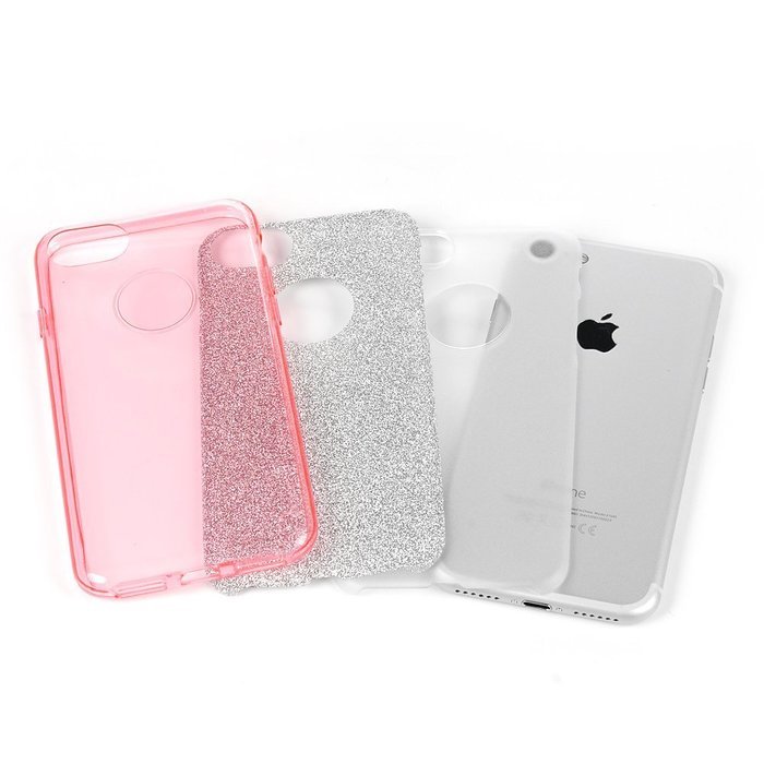 iPhone 7 Case (4.7 inch) - 3 in 1 High Protection Shockproof Soft TPU Rubber Outer Case + Shiny Sparkling PVC... N52
