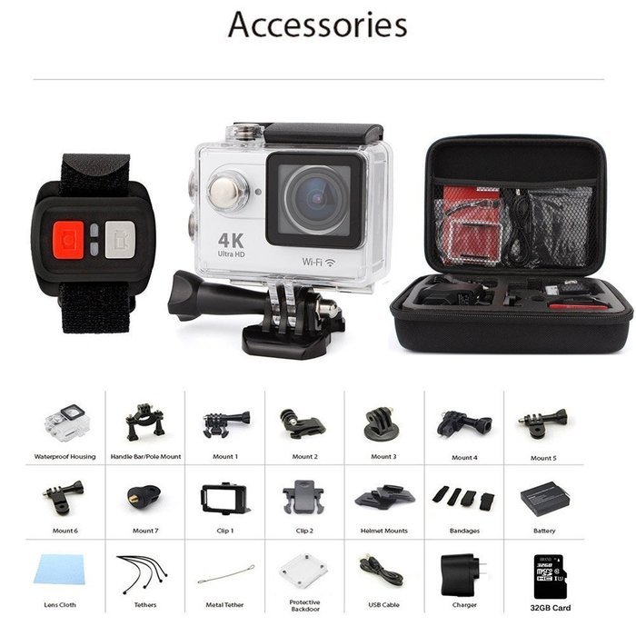 Sport Camera ,AEDILYS 4K HD Action Camera ,Wrist 2.4G Wireless RF Remote Control , WiFi 2inch 170&deg; Sports Video... N5