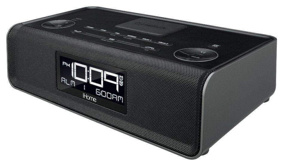 iHome All in One Bluetooth Dual Alarm Clock Radio with Large Easy to Read Backlit LCD Display