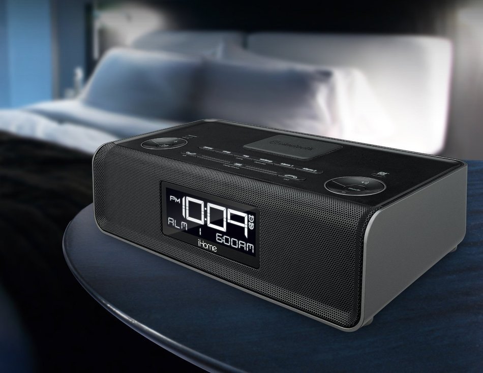 iHome All in One Bluetooth Dual Alarm Clock Radio with Large Easy to Read Backlit LCD Display N3