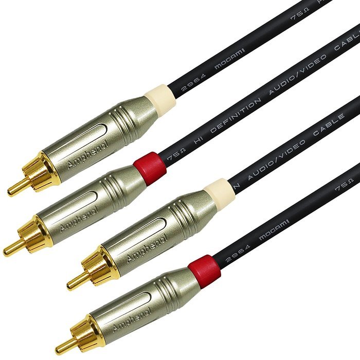 3 Foot RCA Cable Pair - Made with Mogami 2964 High-Definition Audio Interconnect Cable and Amphenol ACPR Die-Cast... N6