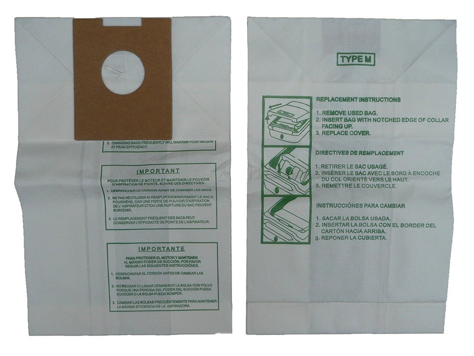 6 Hoover Dimension Canister Type M Vacuum Dust Bags, Fits all Dimension Vacuum Cleaners, HO-4010037M, 4010037M... N2