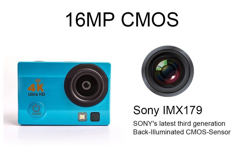 Homkm Q3H+ Basic 4K Full HD 1080p Action Camera MAX 30M Waterproof Camera 6 Glass + LED Lens 170&deg; Wide Angle (... N6
