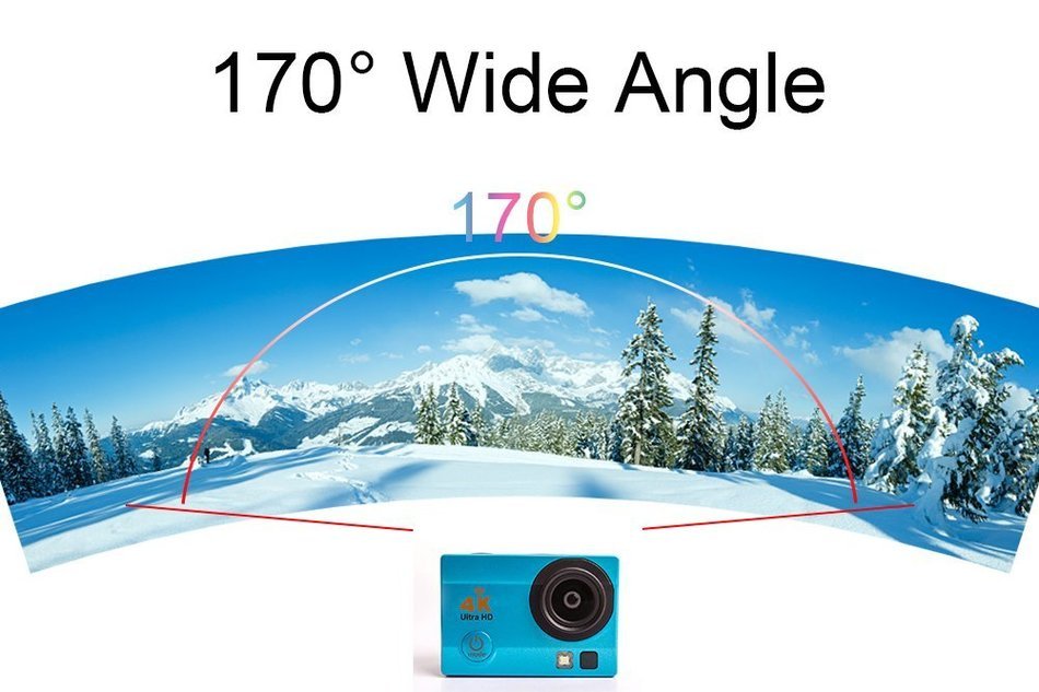 Homkm Q3H+ Basic 4K Full HD 1080p Action Camera MAX 30M Waterproof Camera 6 Glass + LED Lens 170&deg; Wide Angle (... N7